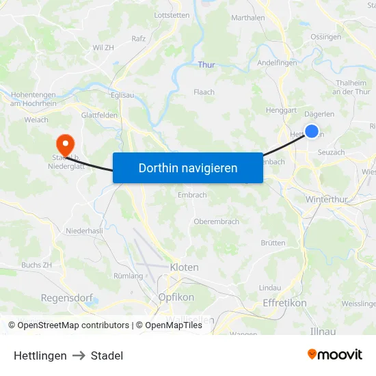 Hettlingen to Stadel map