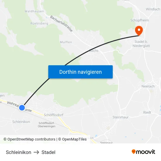 Schleinikon to Stadel map