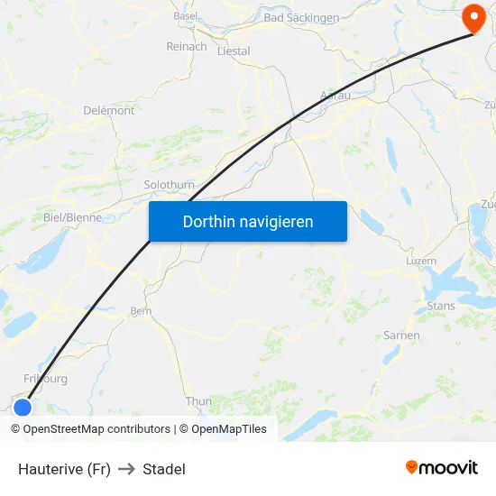Hauterive (Fr) to Stadel map