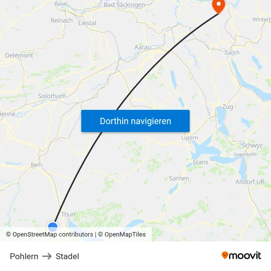 Pohlern to Stadel map