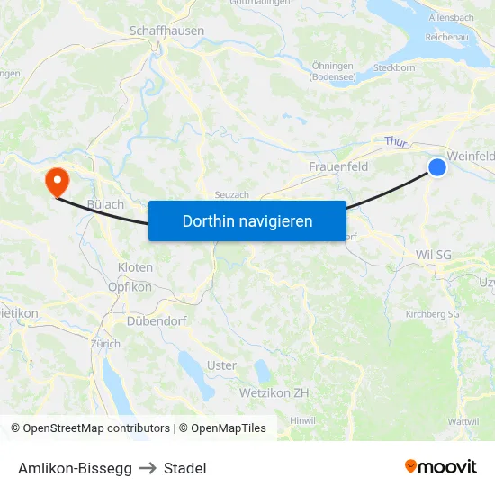 Amlikon-Bissegg to Stadel map