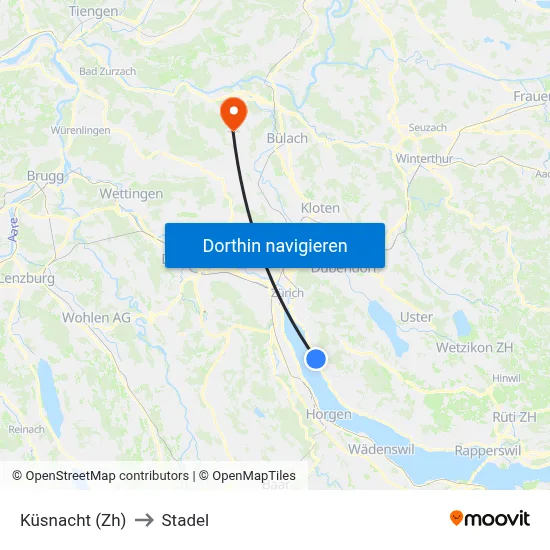 Küsnacht (Zh) to Stadel map