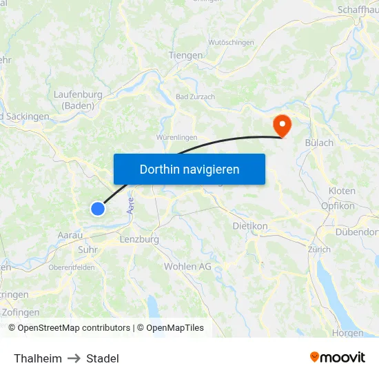 Thalheim to Stadel map