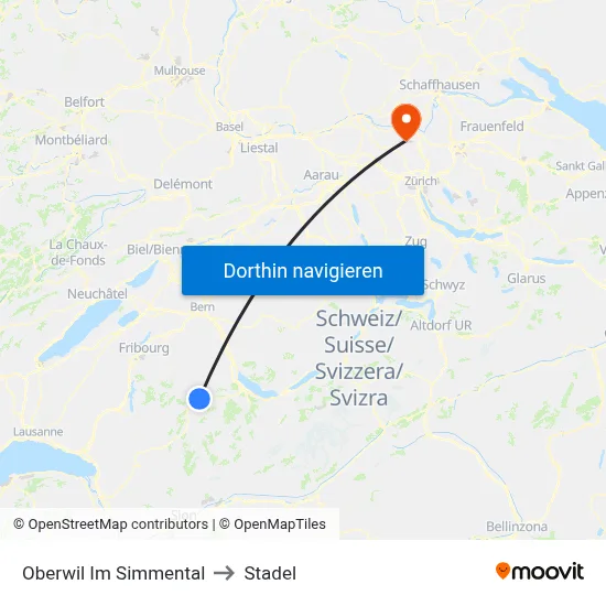 Oberwil Im Simmental to Stadel map