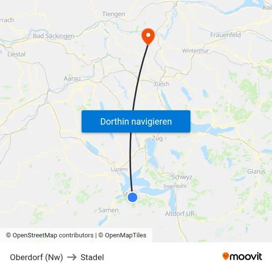 Oberdorf (Nw) to Stadel map