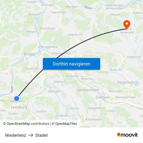 Niederlenz to Stadel map