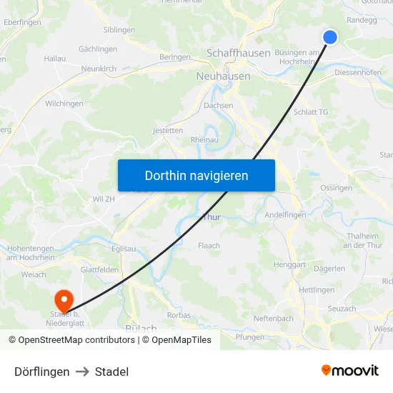 Dörflingen to Stadel map