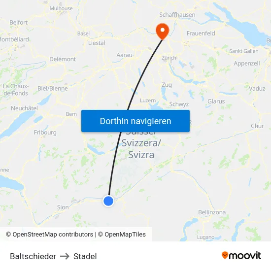 Baltschieder to Stadel map