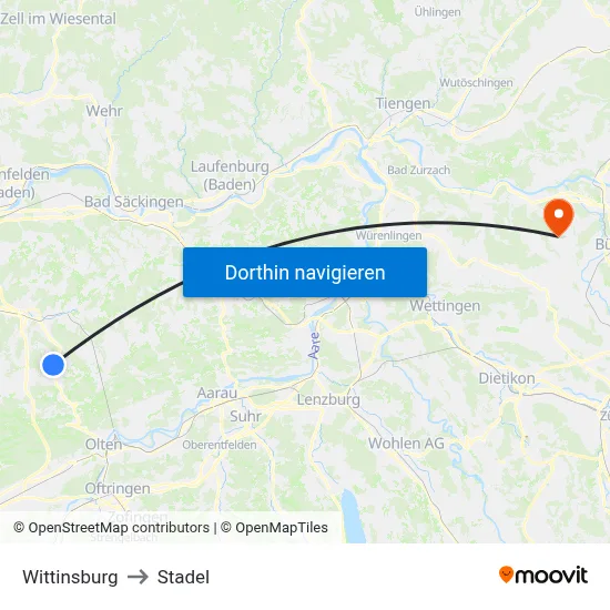Wittinsburg to Stadel map