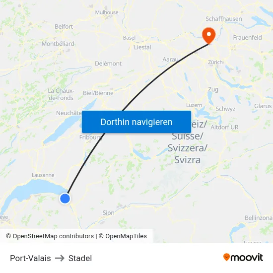 Port-Valais to Stadel map