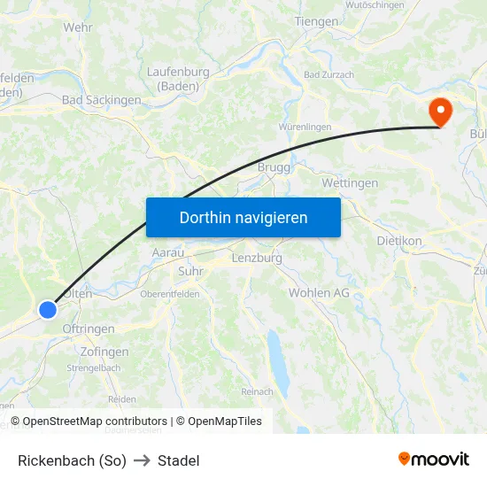 Rickenbach (So) to Stadel map