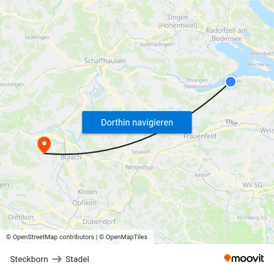 Steckborn to Stadel map