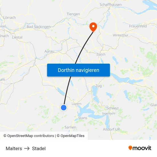 Malters to Stadel map