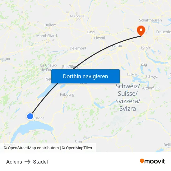 Aclens to Stadel map