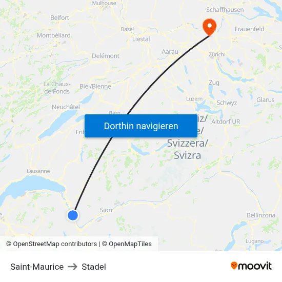 Saint-Maurice to Stadel map
