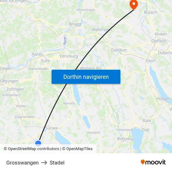 Grosswangen to Stadel map