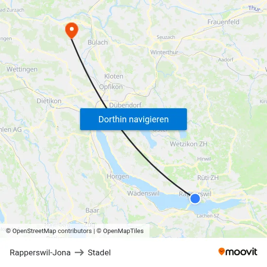Rapperswil-Jona to Stadel map