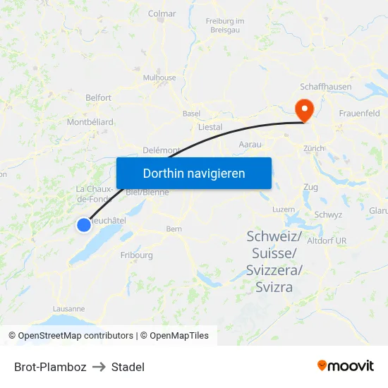 Brot-Plamboz to Stadel map