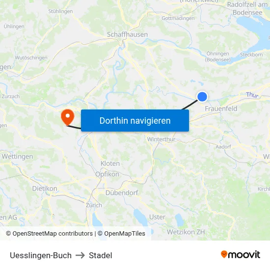 Uesslingen-Buch to Stadel map