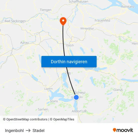 Ingenbohl to Stadel map
