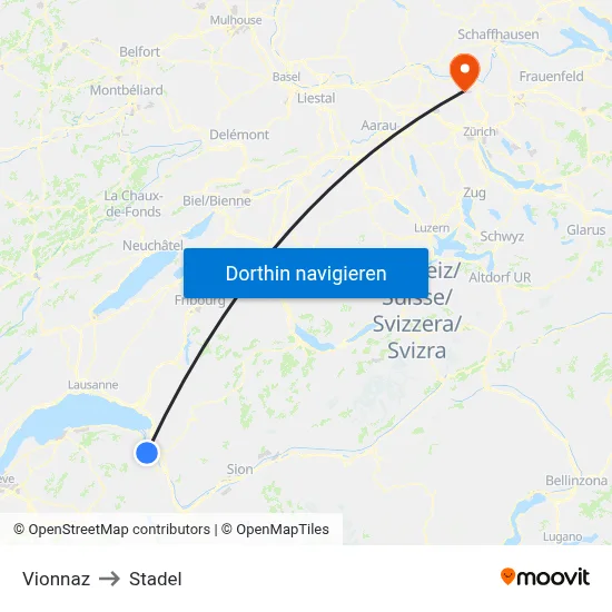 Vionnaz to Stadel map