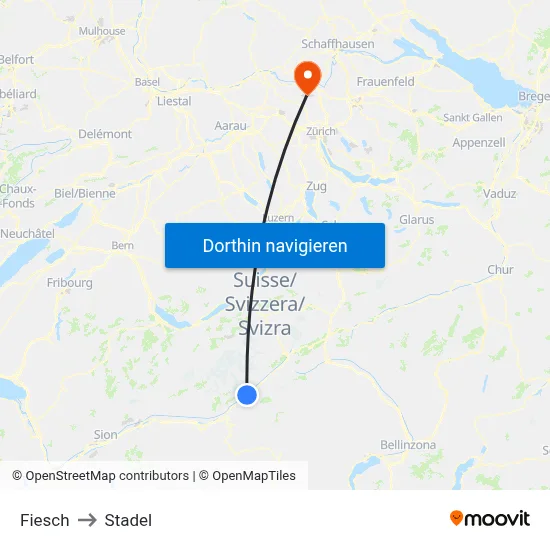 Fiesch to Stadel map