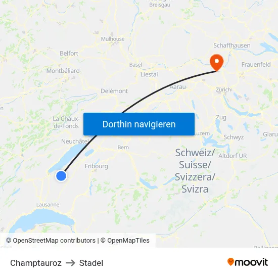 Champtauroz to Stadel map