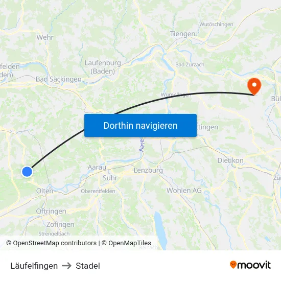 Läufelfingen to Stadel map