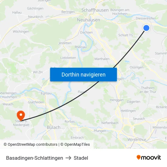 Basadingen-Schlattingen to Stadel map