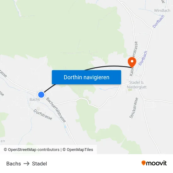 Bachs to Stadel map