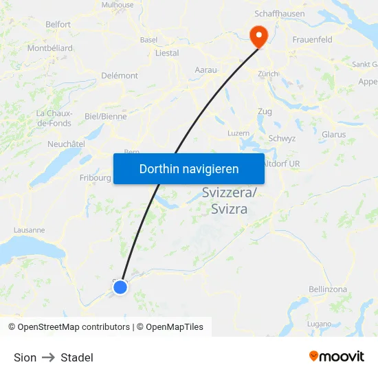 Sion to Stadel map
