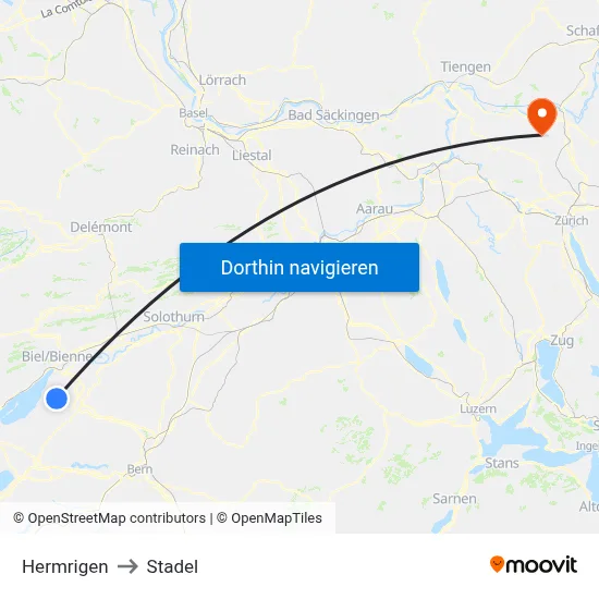 Hermrigen to Stadel map