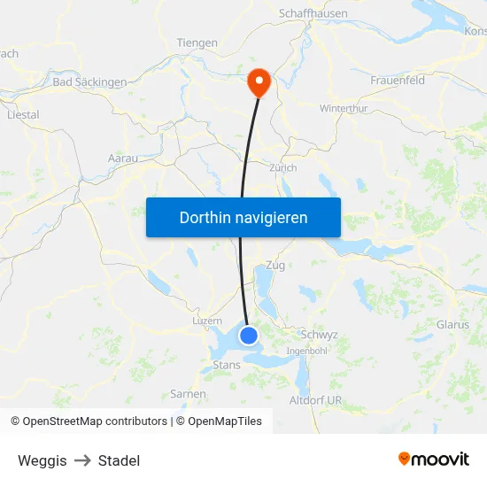 Weggis to Stadel map