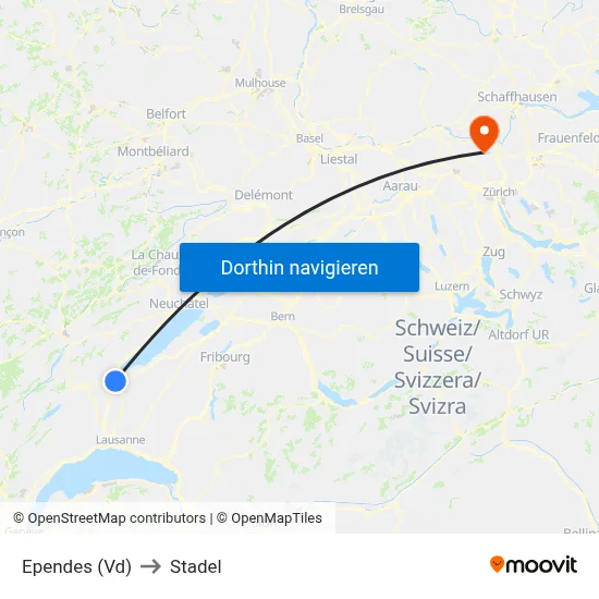 Ependes (Vd) to Stadel map