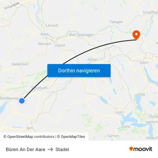 Büren An Der Aare to Stadel map