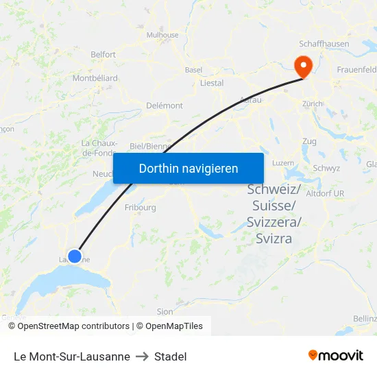 Le Mont-Sur-Lausanne to Stadel map