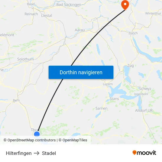 Hilterfingen to Stadel map