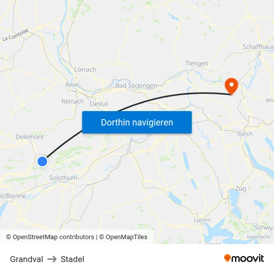 Grandval to Stadel map