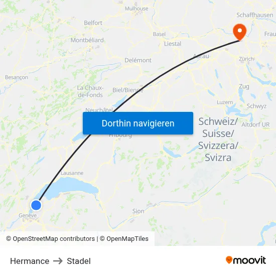 Hermance to Stadel map