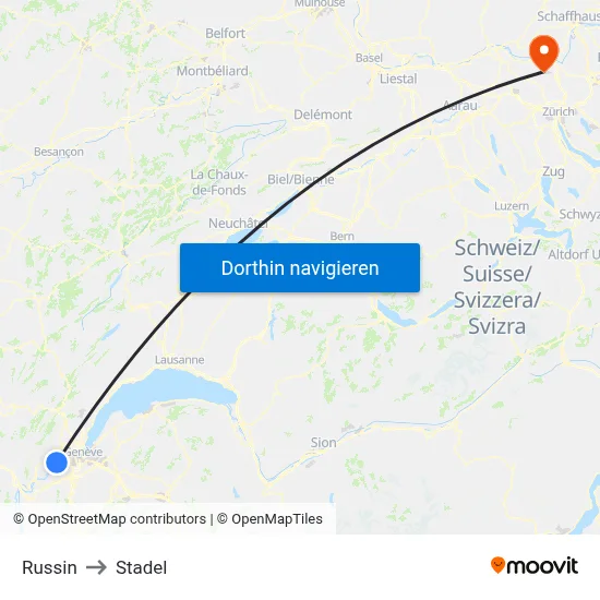 Russin to Stadel map