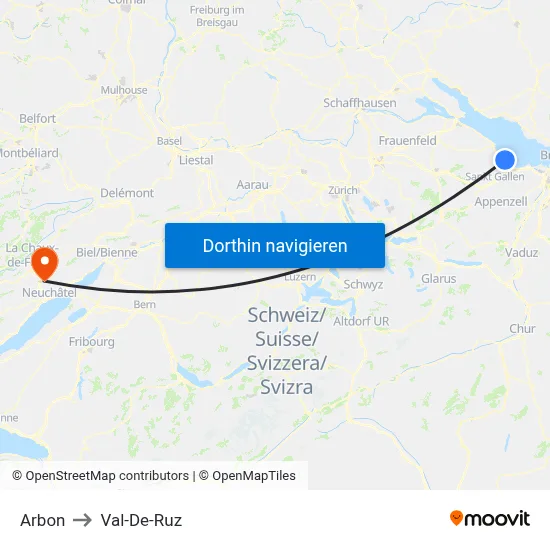 Arbon to Val-De-Ruz map