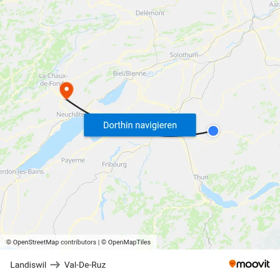 Landiswil to Val-De-Ruz map