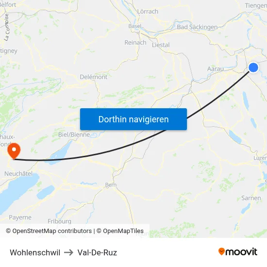 Wohlenschwil to Val-De-Ruz map