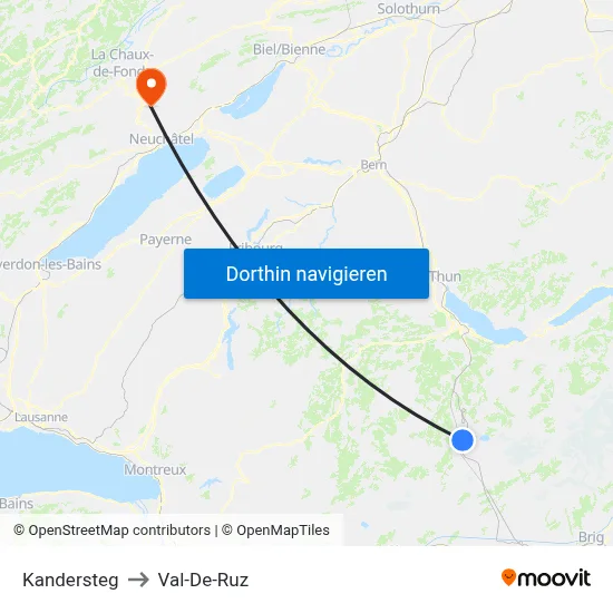 Kandersteg to Val-De-Ruz map