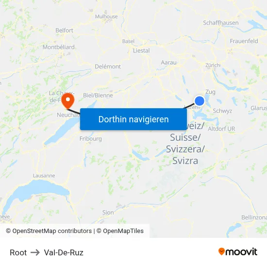 Root to Val-De-Ruz map
