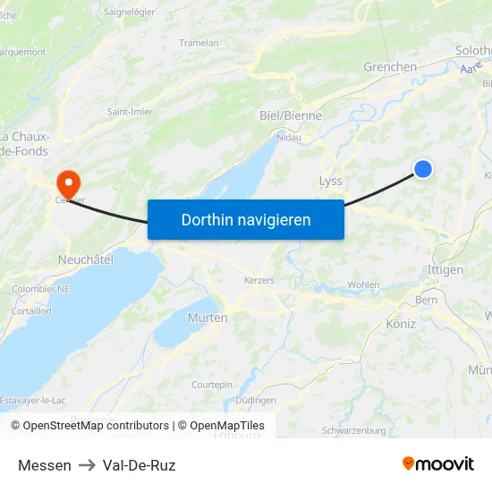 Messen to Val-De-Ruz map