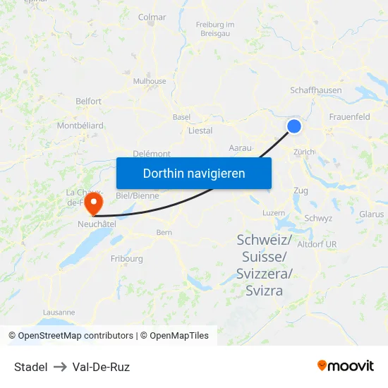Stadel to Val-De-Ruz map