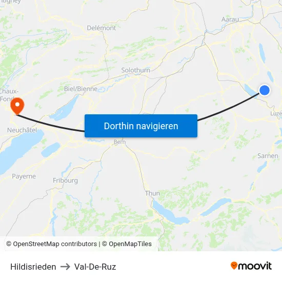 Hildisrieden to Val-De-Ruz map