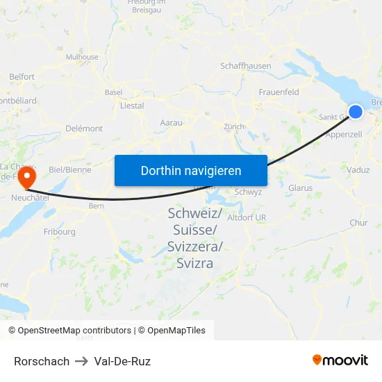 Rorschach to Val-De-Ruz map