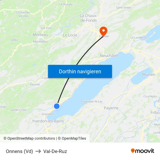Onnens (Vd) to Val-De-Ruz map